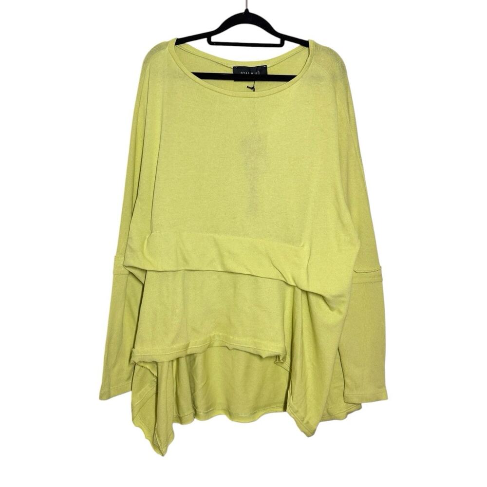 Ozai N Ku New Lime Yellow Green Cotton Relaxed Asymmetric Briallen Sweater M